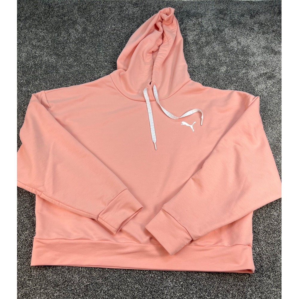 Puma Lightweight Cropped Modern Sport Hoodie Women's Size Medium Apricot Blush